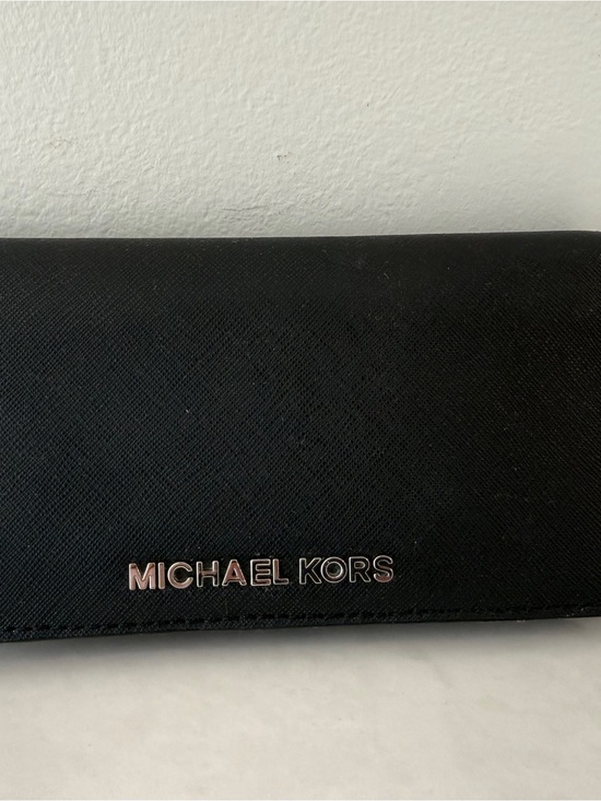 Michael Kors Accessories - Michael Kors Black Saffiano Leather Continental Wallet with Silver Logo